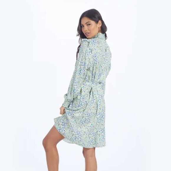 Summersalt All Dressed Up Mock Neck Dress in Painted Floral Slate & Powder sz XL - Picture 2 of 8